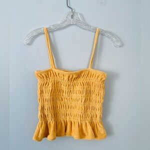 NWT H&M Smocked Terry Camisole Top Size Small Light Orange Summer Festival Top